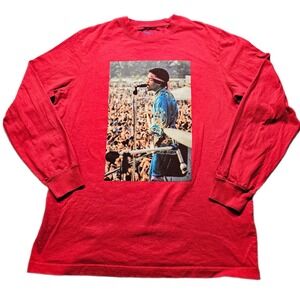 Authentic Hendrix Shoe Palace T-Shirt Mens L Red Live 1969 Concert List Pullover